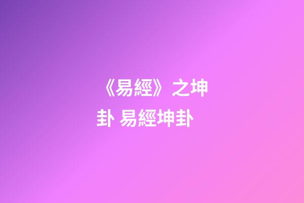 《易經》之坤卦 易經坤卦-第1張-觀點-玄機派